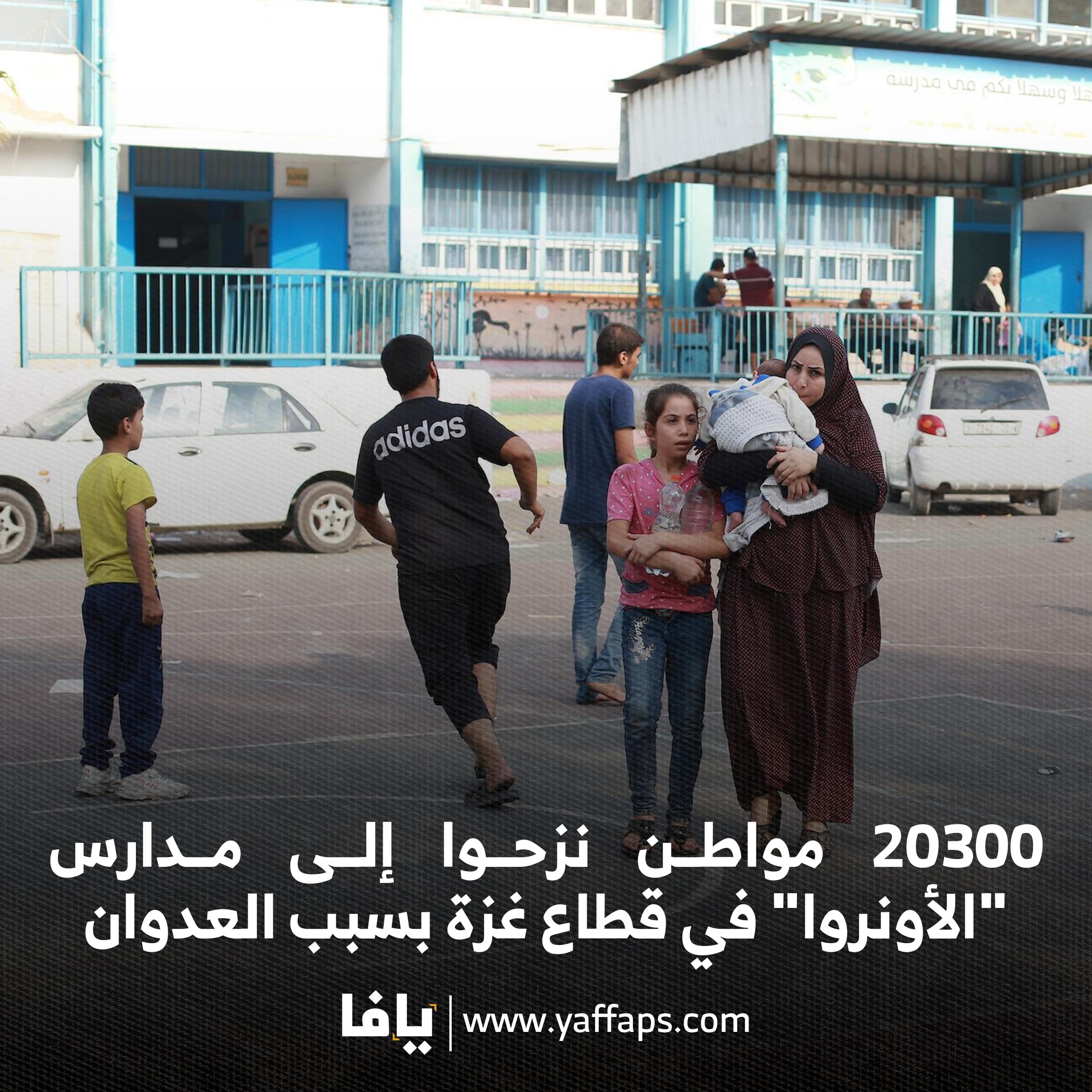 20300 مواطن نزحوا إلى مدارس "الأونروا" في قطاع غزة بسبب العدوان | شبكة يافا الإخبارية